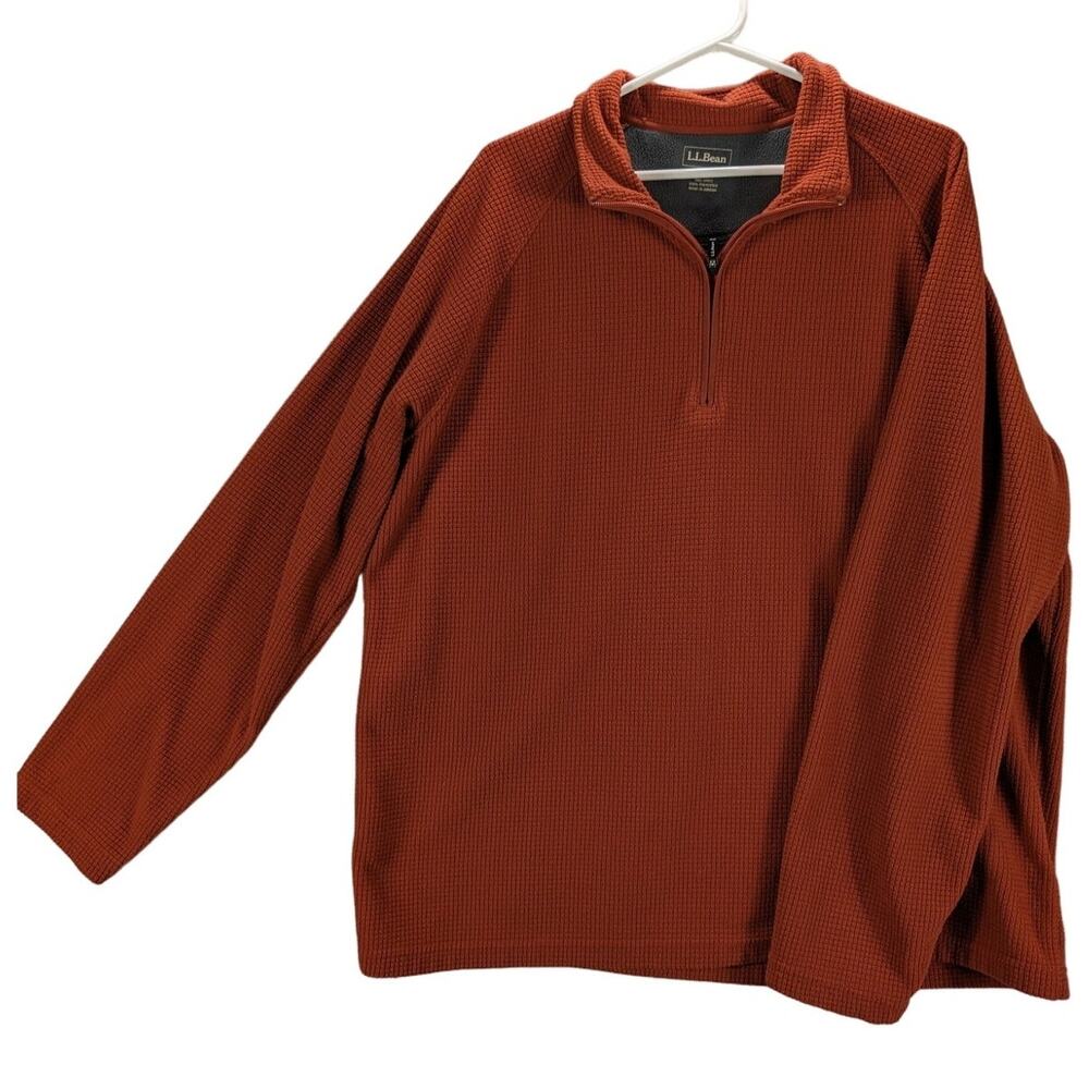 LL Bean Sweater Mens Extra Large Tall Pullover Quarter Zip Brown Polyester READ